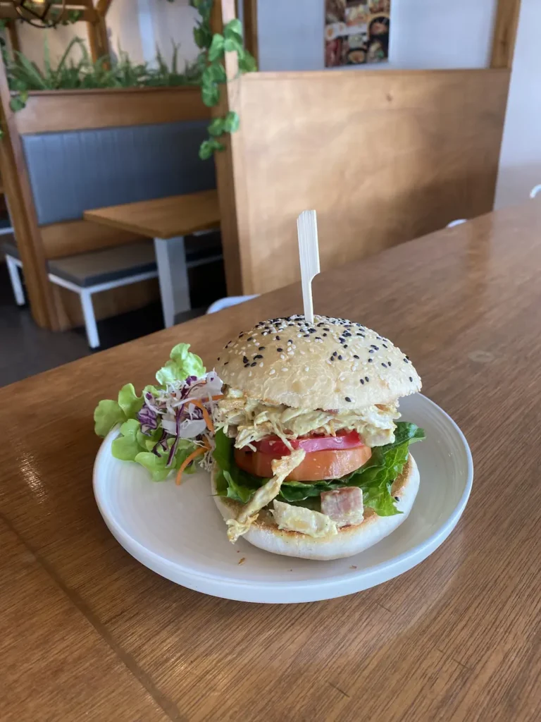 Curried chicken sandwich with imported curry powder all the way from Denmark. Just one of the reasons we are the best of the famous cafes in Phuket: Poached Breakfast Cafe, Chalong, Phuket, Thailand